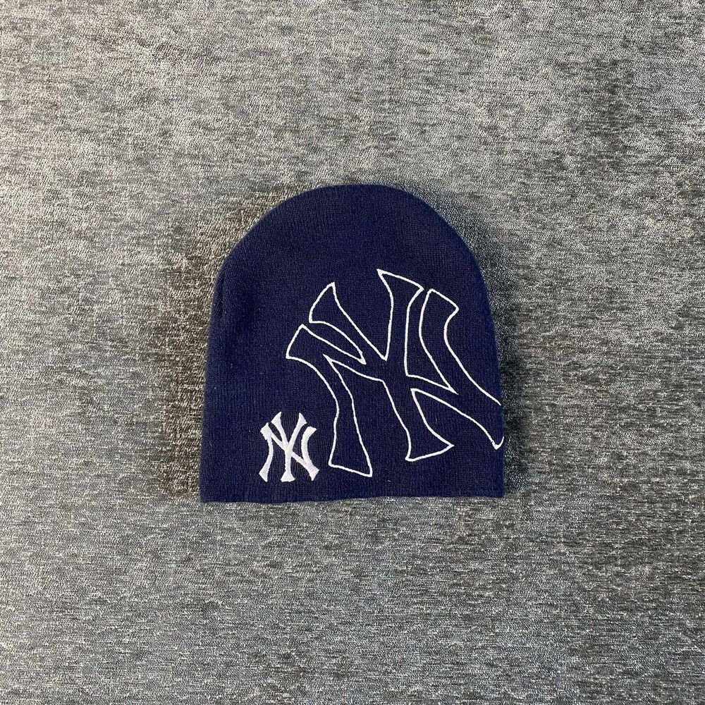 New York Yankees Beanie Double LogoNavy Blue & White Unisex RARE